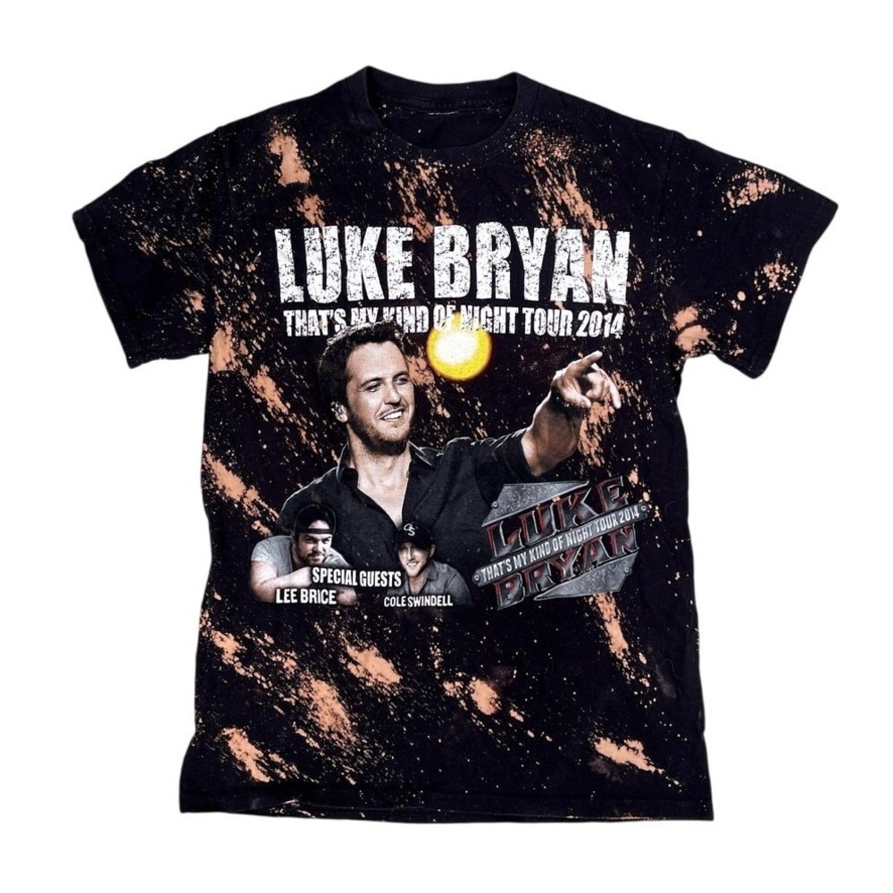 Luke Bryan That's My Kind Of Night Tour 2014 T-Shirt Small Bleach Wash Black